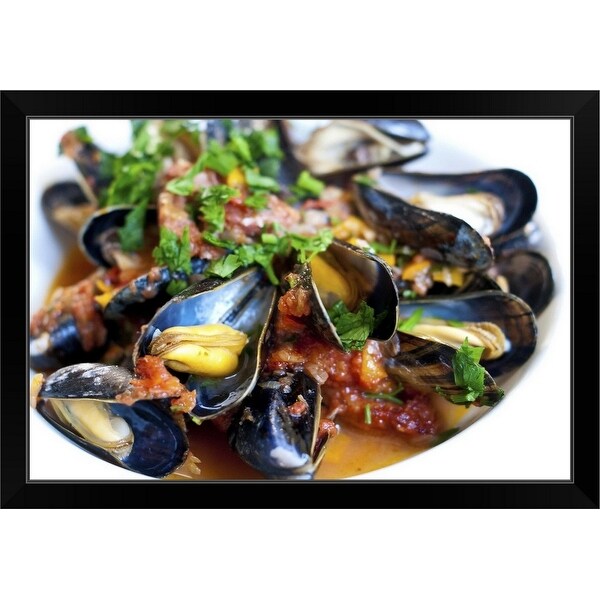 "Plate of Basque mussels" Black Framed Print