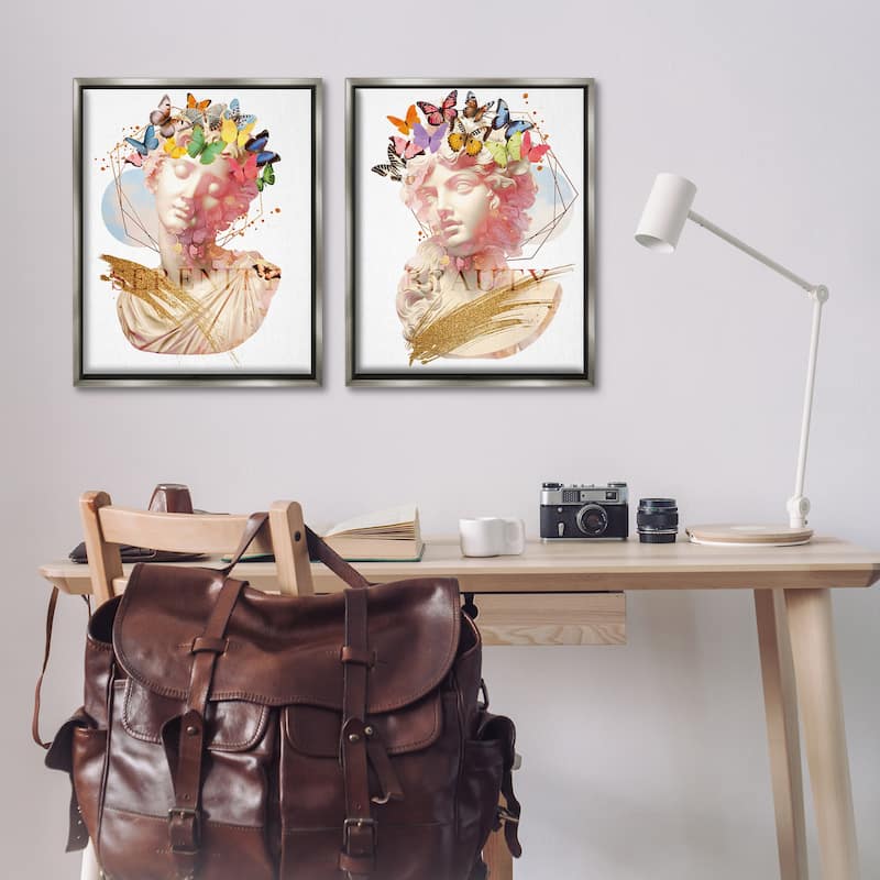 Stupell Serenity & Beauty Glam Collages Framed Floater Canvas Wall Art Design By Susan Arnot (Set of 2)
