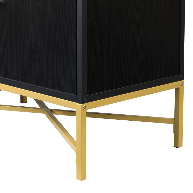 Modern Four-Door Sideboard with Metal Frame and Cross-Leg Base, Ideal for Living Room or Study