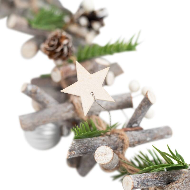 Ornaments and Stars Wood Branch Artificial Christmas Garland - 3.25' x 4" - Unlit
