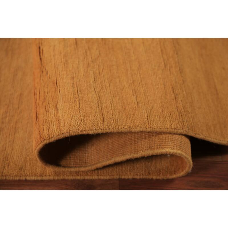 Yellow Gold Modern Gabbeh Oriental Area Rug Handmade Wool Carpet - 8'3" x 9'11"