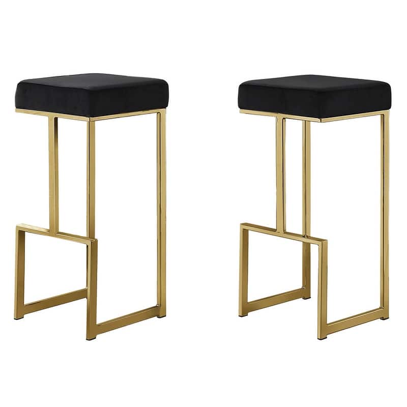 Best Master Furniture Velvet Gold Bar Stool (Set of 2)