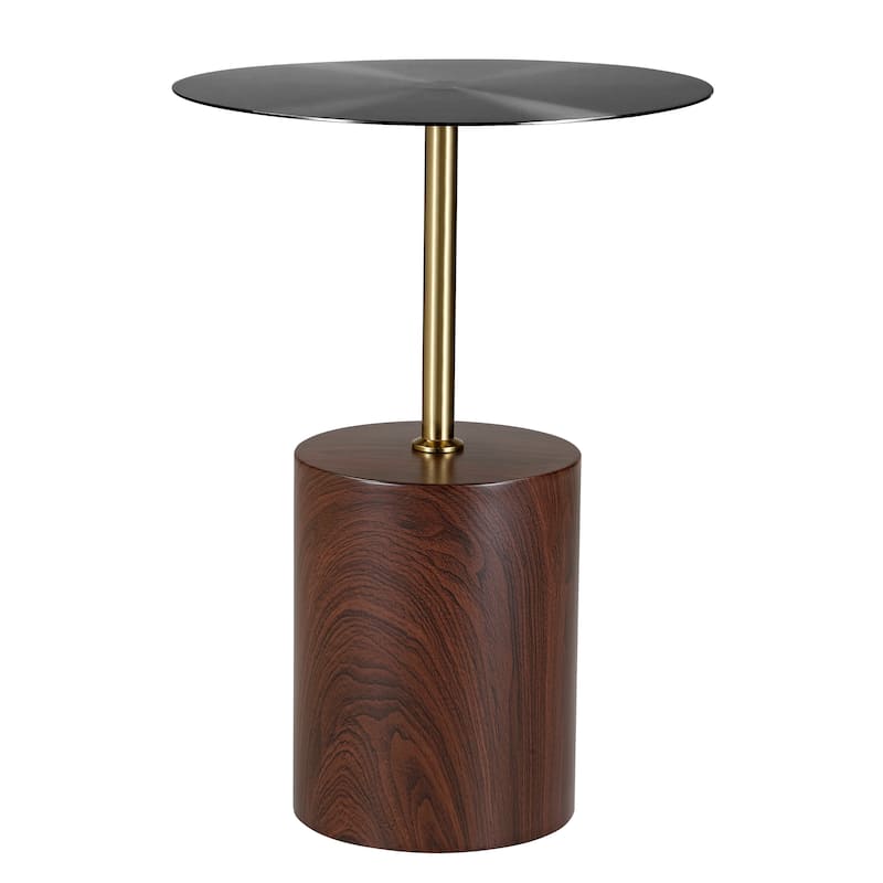 40-Inch Round Side Table in Stainless-Steel with Pedestal Base Accent End Table Malta Series