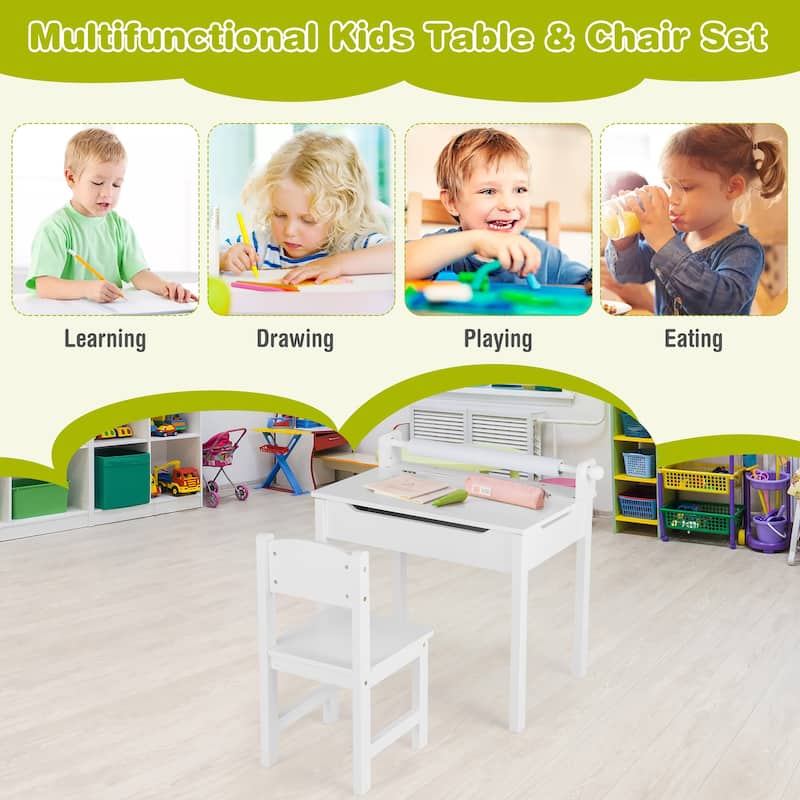 Costway Toddler Craft Table & Chair Set Kids Art Crafts Table - See Details
