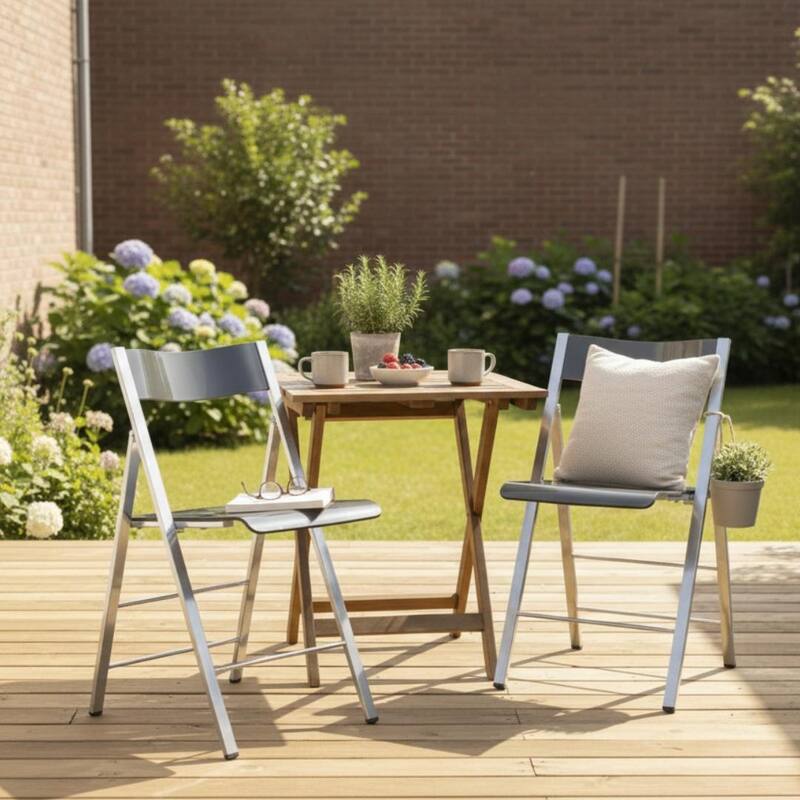 Menno Modern Acrylic Folding Dining Chairs with Stainless Steel Frames and Rubber Pads (Set of 2)