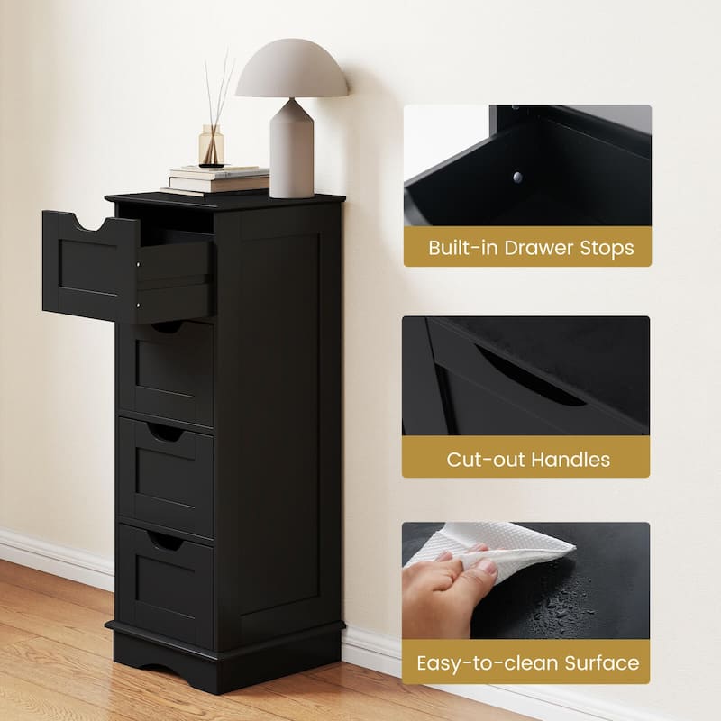Costway Bathroom Storage Cabinet with 4 Drawers Cut-out Handles - See Details