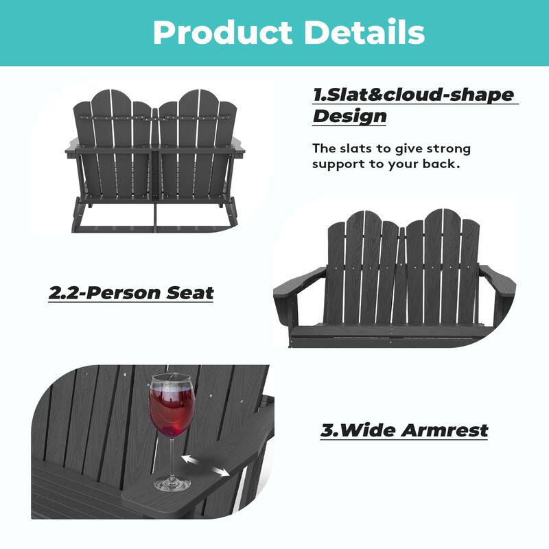 Outdoor HDPE Foldable Patio Loveseat