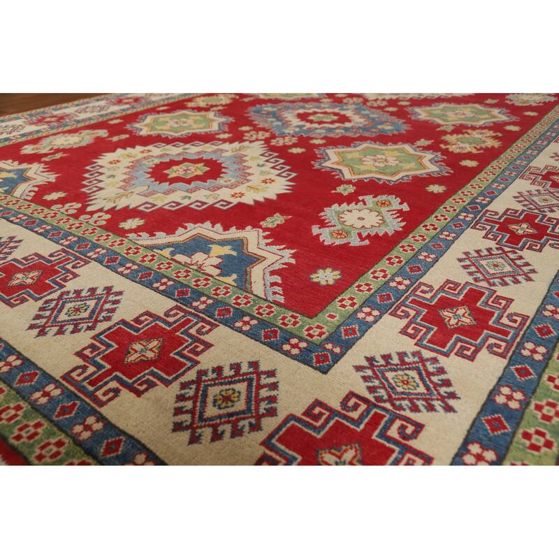 Red Kazak Oriental Area Rug Hand-Knotted Traditional Wool Carpet - 8'3" x 11'6"