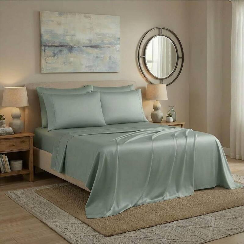 Thomasville 1500 Thread Count Green 6 Piece Premium Cotton Rich Sateen Sheet Set