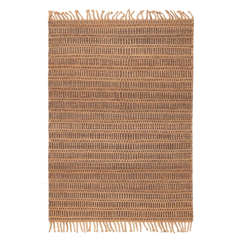 ECARPETGALLERY Braided Weave Palas Denizli Light Brown Jute Rug - 5'5 x 7'6