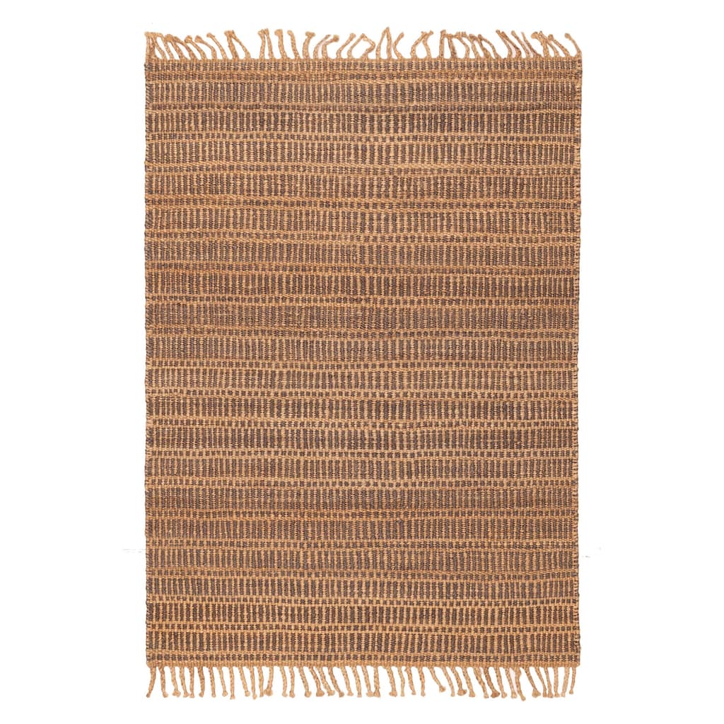 ECARPETGALLERY Braided Weave Palas Denizli Light Brown Jute Rug - 5'5 x 7'6