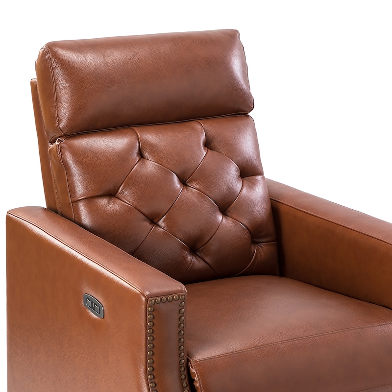 Alina 31.50"Wide Genuine Leather Power Recliner with USB Port, Set of 2