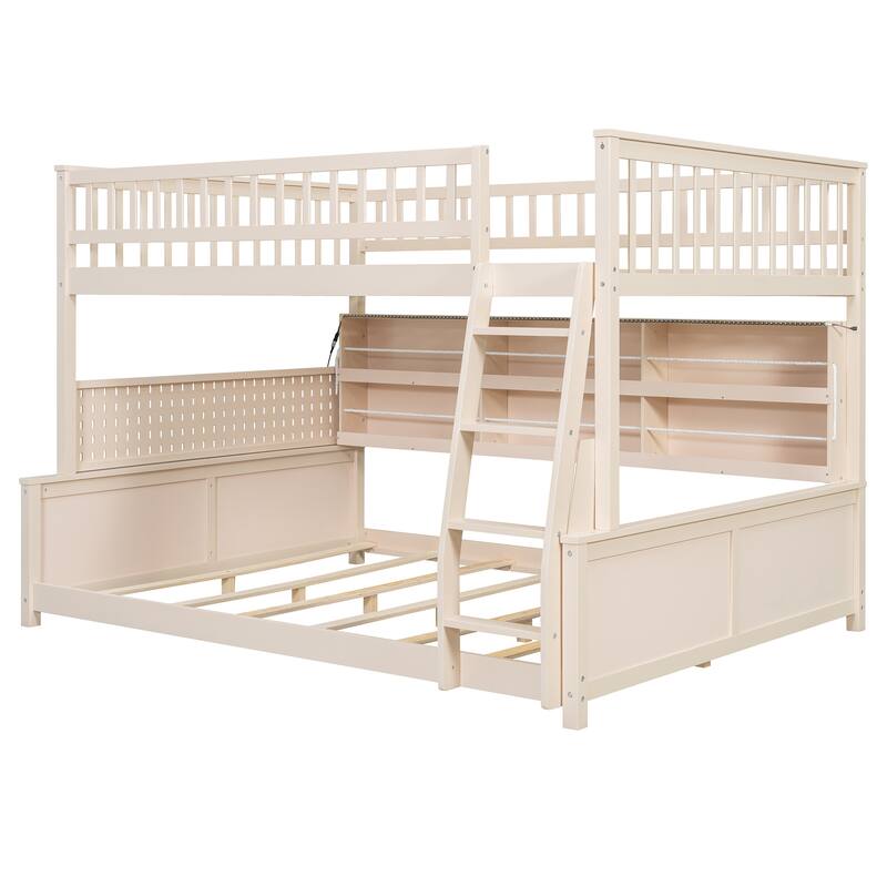 Convertible Bunk Bed with LED Storage Wall & Pegboard by Harper&Bright Designs
