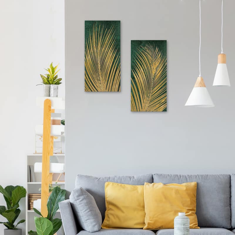 Golden Palm I & II by Natalie Carpentieri Set of 2 Canvas Art Prints