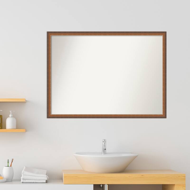 Two Tone Non-Beveled Wood Framed Bathroom Vanity Wall Mirror
