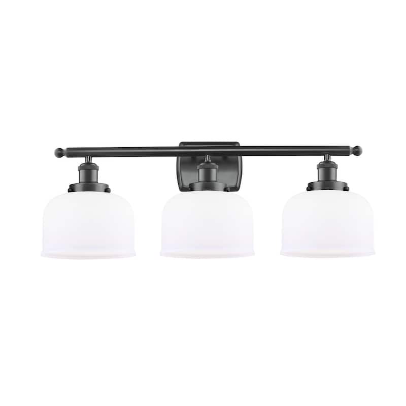 Innovations Lighting Large Bell 3 Light 26" Wide Vanity Light - Matte Black / Matte White