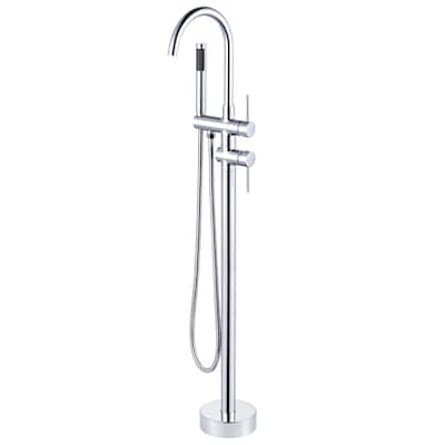 WOWOW Double Handle Freestanding Tub Faucet with Handheld Shower
