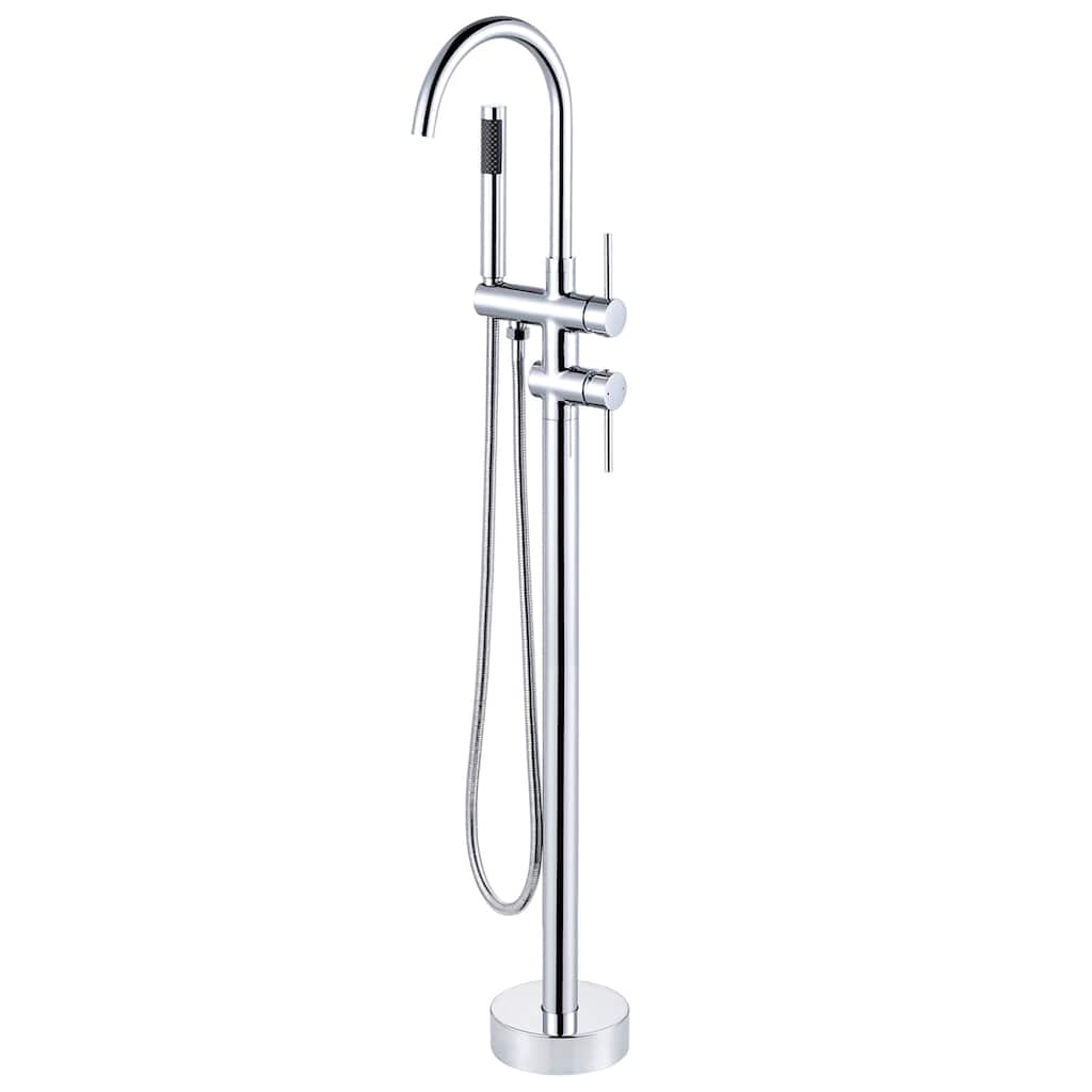 WOWOW Double Handle Freestanding Tub Faucet with Handheld Shower