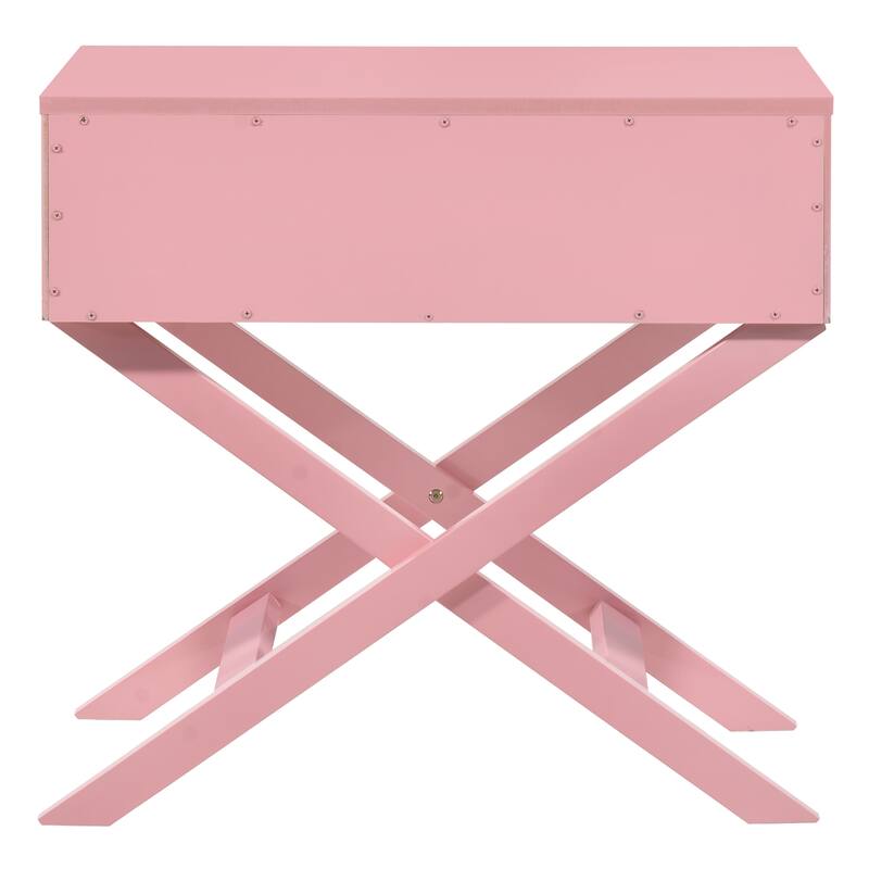 Pink Croc-Textured Nightstand for Modern Spaces