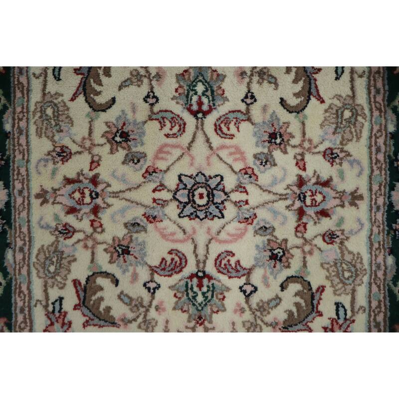 Hand Knotted Oriental 100% Wool Carpet Traditional All-Over Beige & Ivories Kashan Area Rug - 5' 1'' X 3' 0''