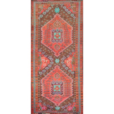 Hand Knotted Oriental 100% Wool Carpet Traditional Tribal Oranges & Rust Hamedan Area Rug - 10' 1'' X 4' 7''