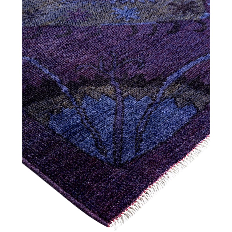 Overdyed One-of-a-Kind Hand-Knotted Square Area Rug - Purple - 5' 1" x 5' 3"