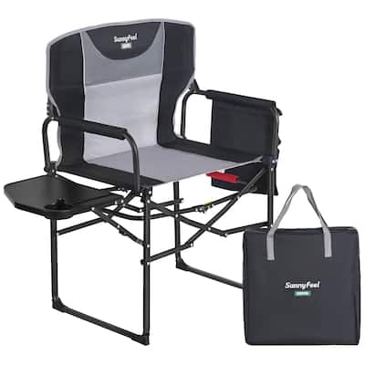 Camping Directors Chair, Heavy Duty,Oversized Portable Folding Chair with Side Table, Pocket for Beach