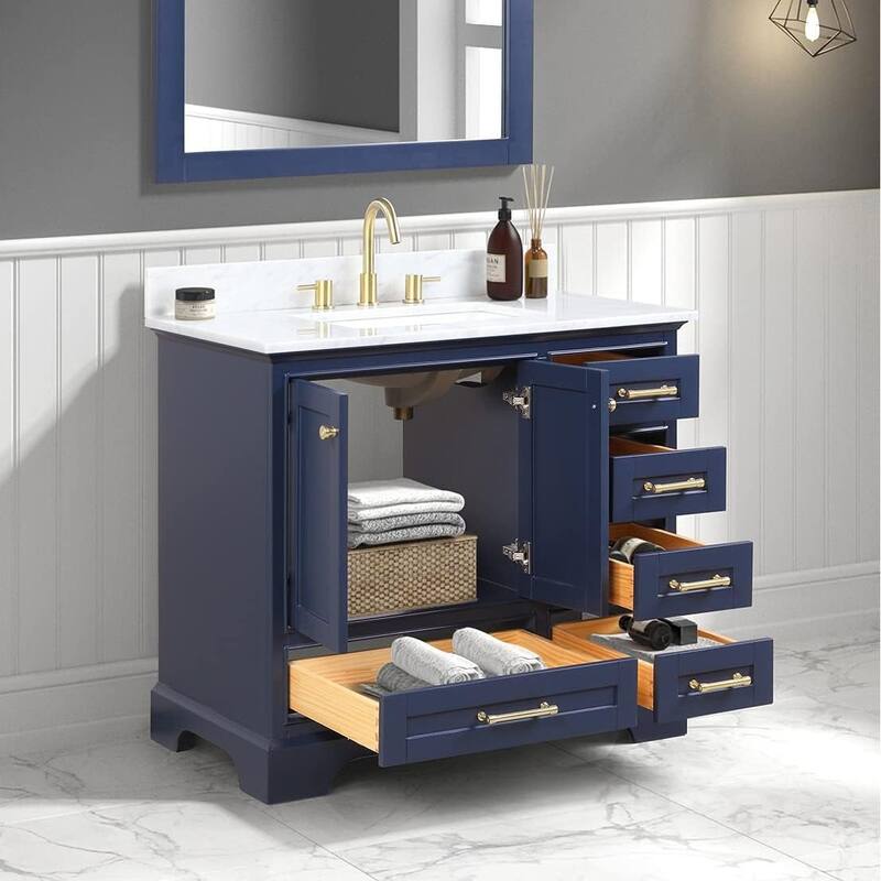 Blossom Copenhagen 36" Solid Wood Bathroom Vanity w/ Marble Top & Sink