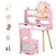 preview thumbnail 7 of 5, Wooden Princess Makeup Dressing Desk anity Table and Chair Set Pink