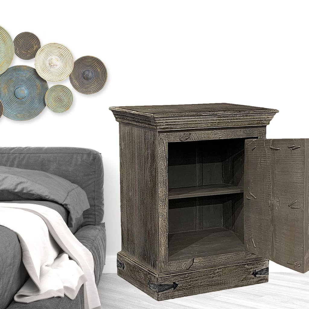 HomeRoots 36" Brown Solid Wood Distressed Nightstand
