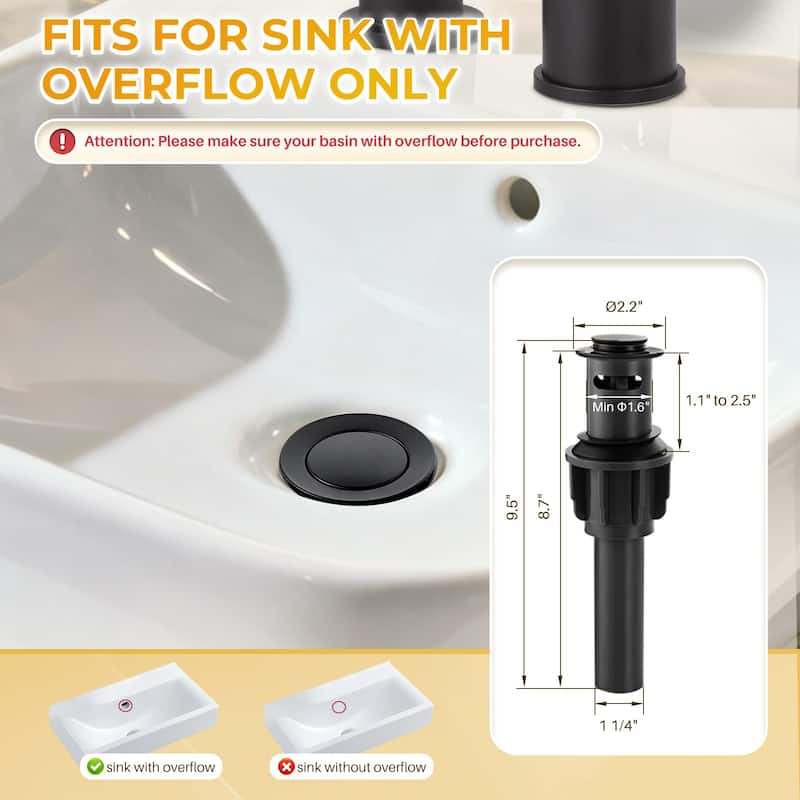 WOWOW 8 in.Double Handle Waterfall Bathroom Faucet with Pop-up Drain