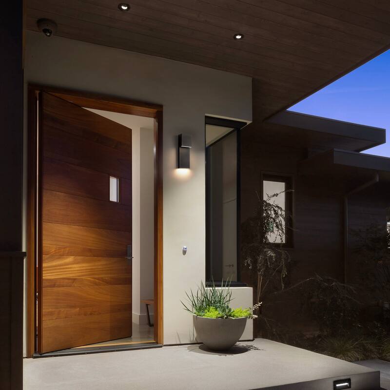 15" H 2-Light Modern Architectural Up/Down Rectangular Outdoor Lighting Fixture, 3000K Dimmable for Porch/Entryway