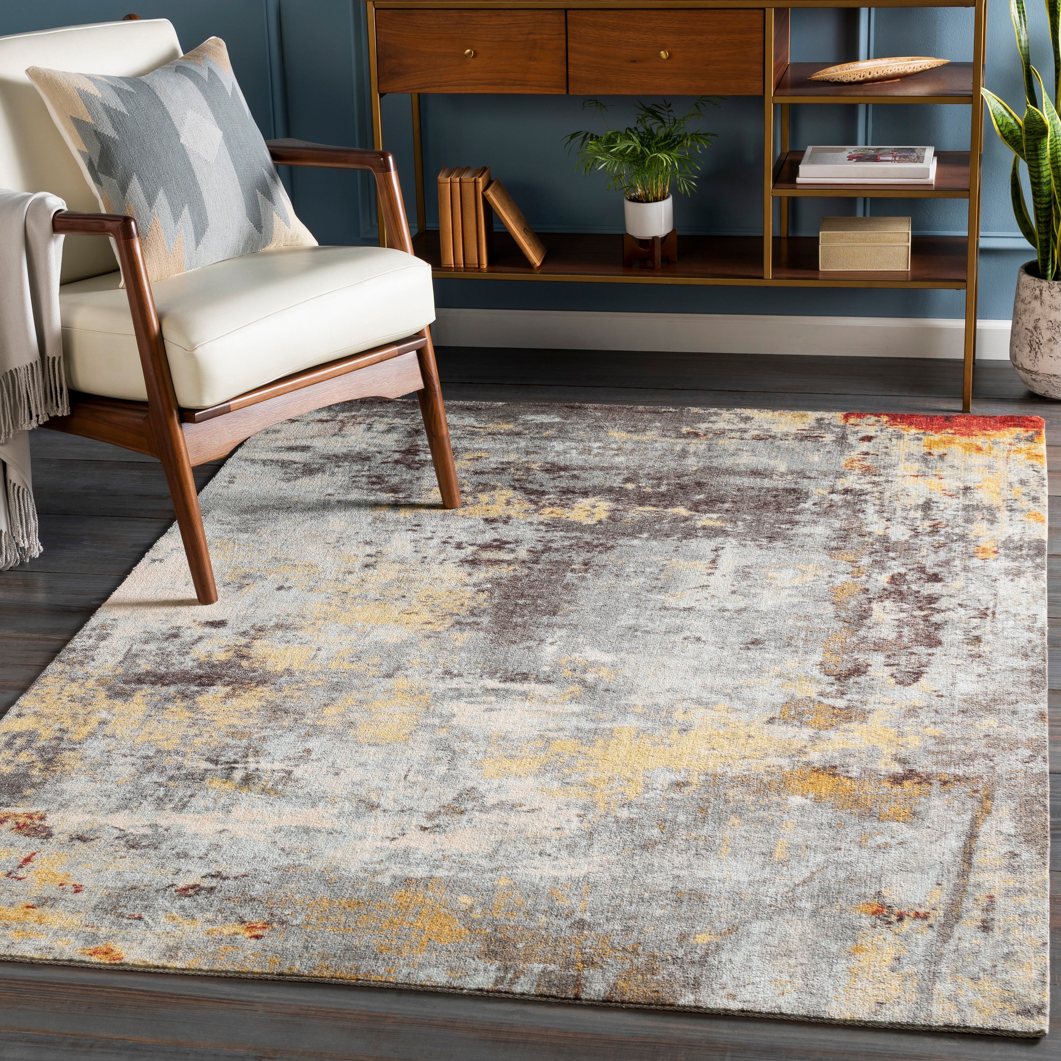 Industrial Style Distressed Concrete Area Rug. Indoor or Outdoor Rug 2x3 to  8x10 Rectangle. Round Rug and Hallway or Patio Runner 