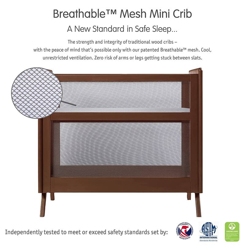 BreathableBaby Breathable Mesh 2-in-1 Mini Crib, Greenguard Gold Certified