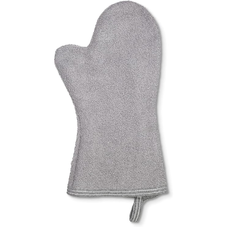 Country Cottons 100% Cotton Set of 2 Heavy Duty Heat Resistant Machine Washable Made in America Oven Mitts (Natural) - Grey