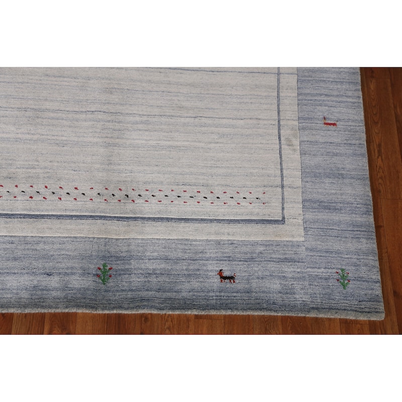 Gabbeh Indian Area Rug Hand-Knotted Tribal Beige Wool Carpet - 5'5" x 7'7"