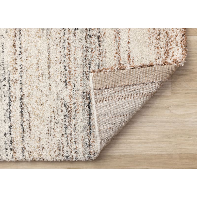 Maverick Collection - Modern White Grey Orange Plush Area Rug
