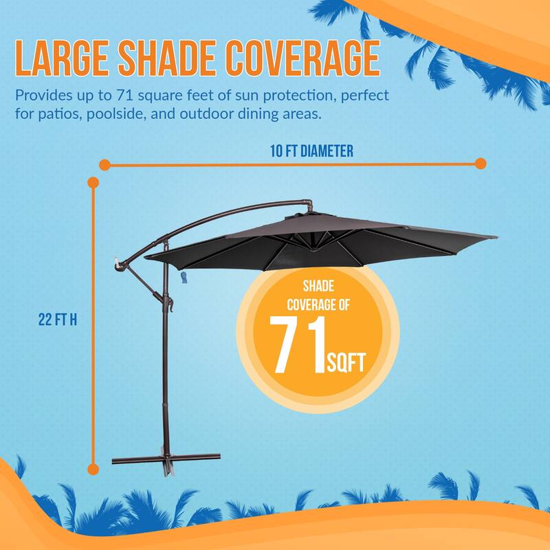 Island Umbrella Captiva 10-ft Octagonal Cantilever Umbrella with Base - Breez-Tex Canopy