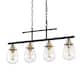 Black and Antique Gold 4- Light Glass Shades Kitchen Island Lighting