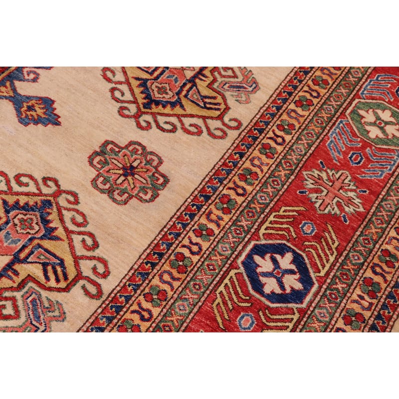 Tribal Super Kazak Aden Natural/Red Hand Knotted Wool Rug - 8'9'' x 11'8''