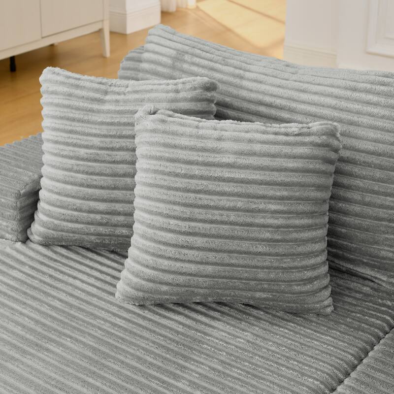 Two-seater lazy sofa lounge chair,Compressed sofa no assembly required, made of velvet fabric, fluffy modern lounge chair