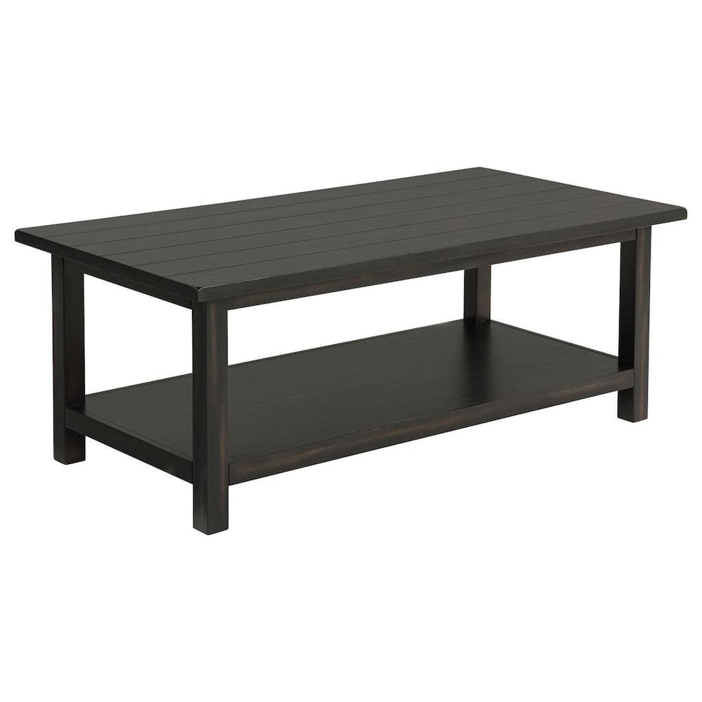 Ayne Coffee Table, 1 Bottom Shelf, Classic Black Wood Frame, 47 Inch