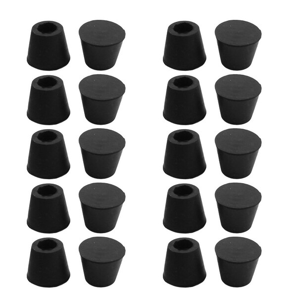 Unique Bargains 20 x Conical Rubber Furniture Feet Foot Cover Pads Black 10mm Dia 22x18mm