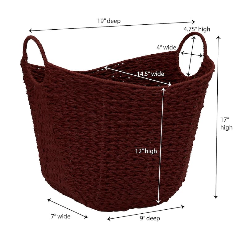 Household Essentials Woven Paper Rope Storage Basket with Handles