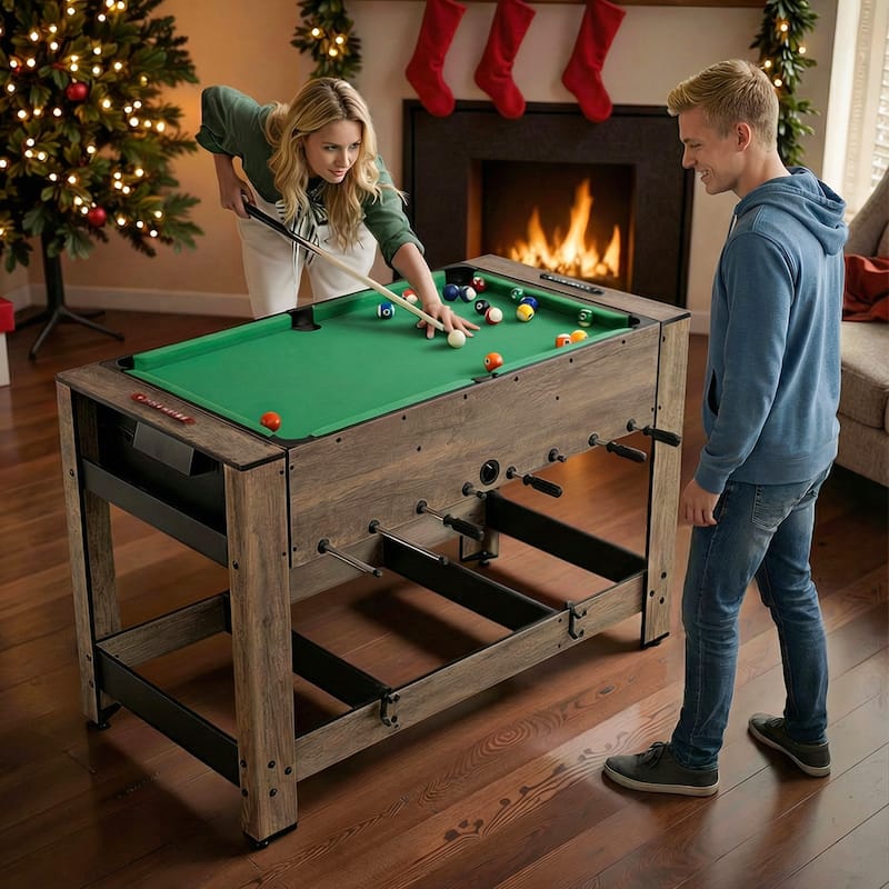Gymax 2-in-1 48'' Swivel Multi Game Table w/Legs 2 Balls Cue Sticks