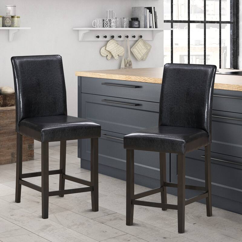 Gymax Set of 2 Bar Stools 25inch Counter Height Barstool Pub Chair - See Details