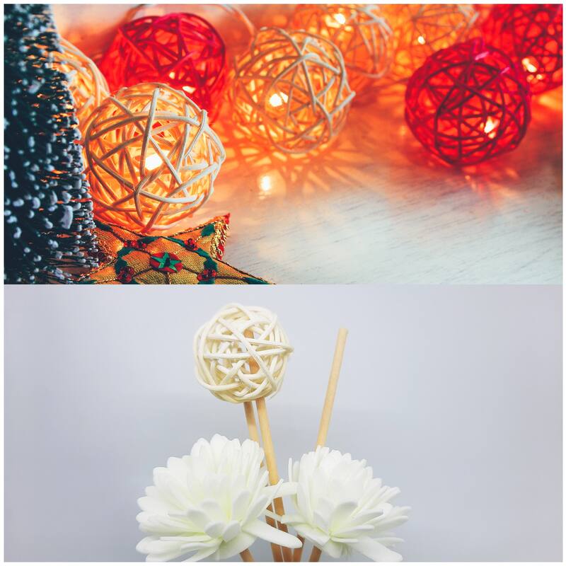 12 Pcs Wicker Rattan Balls 1.2In for Vase Fillers Party Decorative