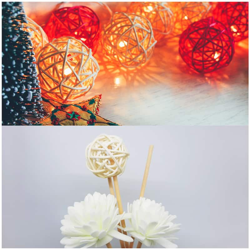 20 Pcs Wicker Rattan Balls 1.2In for Vase Fillers Party Decorative