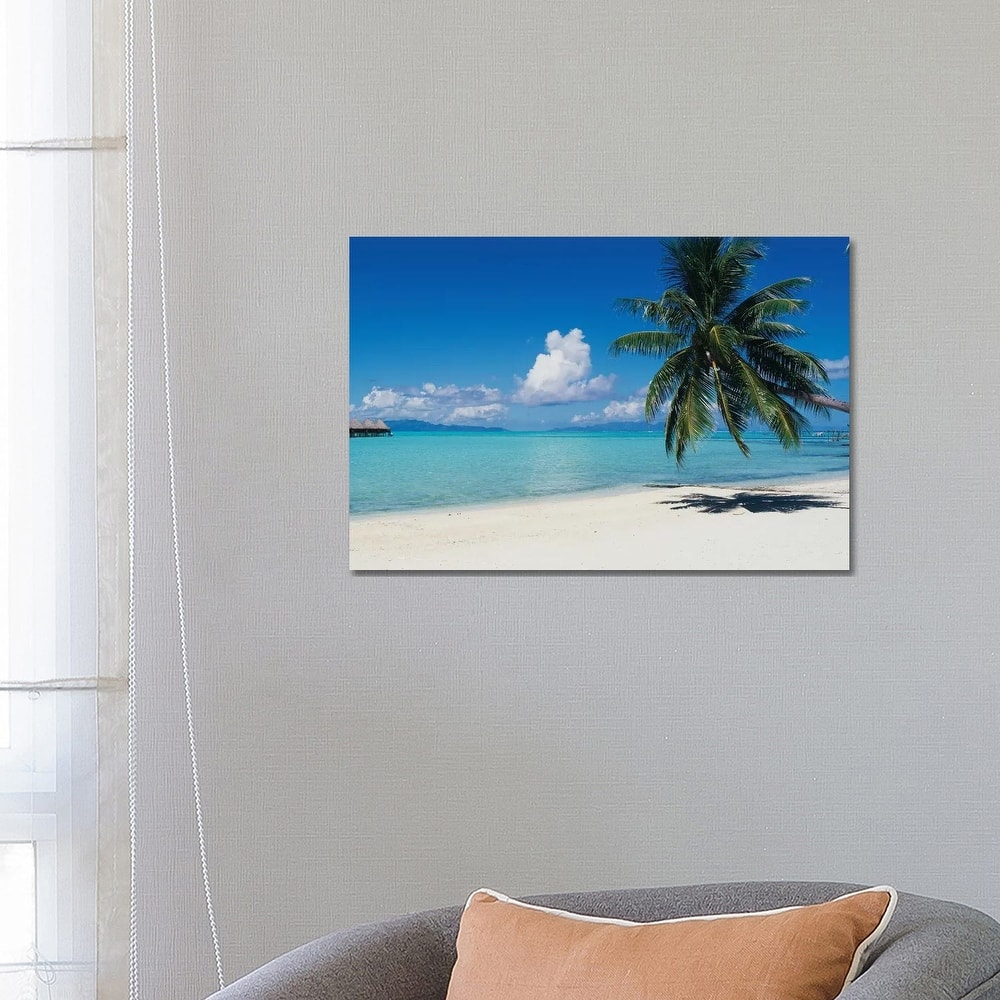 iCanvas "Palm Tree On The Beach, Moana Beach, Bora Bora, Tahiti, French Polynesia" by Panoramic Images Canvas Print