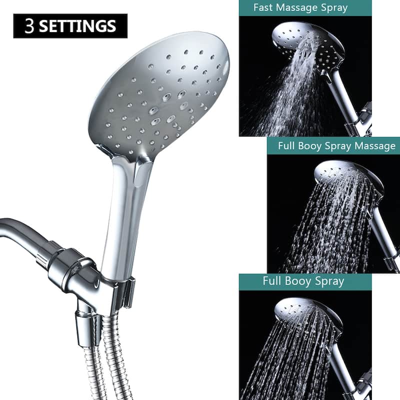 High Pressure Handheld Shower Head with Hose Chrome - 5.04"
